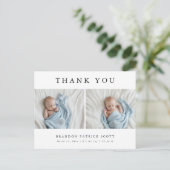 Simple Modern Baby Foto Vielen Dank, dass Sie gebo Ankündigungspostkarte (Stehend Vorderseite)