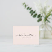 Simple Modern Beauty Salon Blush Pink Elegant Visitenkarte (Stehend Vorderseite)