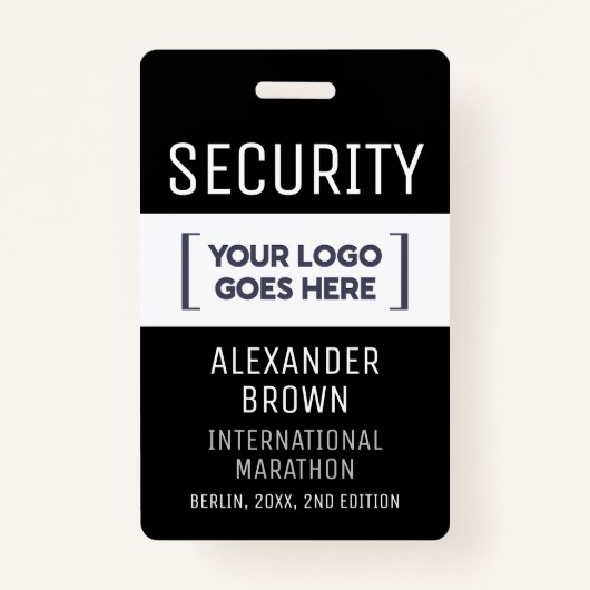 Simple Modern Black And White Event Logo Security  Ausweis (Vorderseite)
