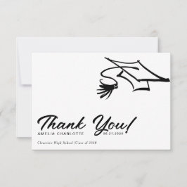 Simple Modern Black and White Graduation Dankeskarte