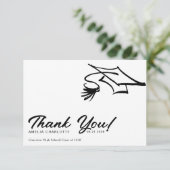 Simple Modern Black and White Graduation Dankeskarte (Stehend Vorderseite)