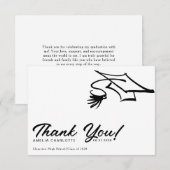 Simple Modern Black and White Graduation Dankeskarte (Vorne/Hinten)