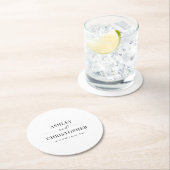 Simple Modern Black and White Wedding Runder Pappuntersetzer (Vor Ort)
