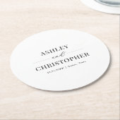 Simple Modern Black and White Wedding Runder Pappuntersetzer (Angewinkelt)