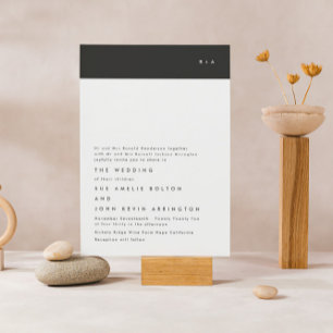 Simple Modern Black Stripe Monogram Wedding Einladung