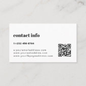 Simple Modern Black & White Background  Visitenkarte (Rückseite)