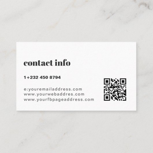 Simple Modern Black & White Background  Visitenkarte (Rückseite)