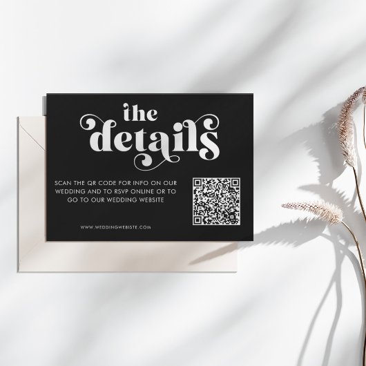 Simple Modern Black & White Details Card Begleitkarte