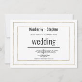 Simple modern black white gold typography wedding einladung (Vorderseite)