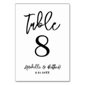 Simple Modern Black White Wedding Tischnummer (Rückseite)