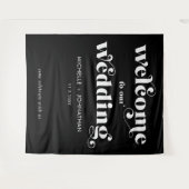 Simple Modern Black & White Wedding Welcome Wandteppich (Vorderseite (Horizontal))