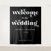 Simple Modern Black & White Wedding Welcome Wandteppich (Vorderseite)