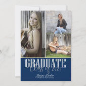 Simple Modern Blue Foto Graduation Party Einladung (Rückseite)