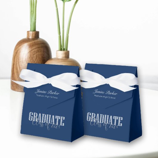 Simple Modern Blue Foto Graduation Party Geschenkschachtel