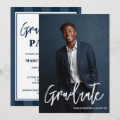 Simple Modern Blue Photo 2026 Graduation Party Einladung (Vorne/Hinten)