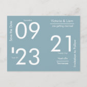 Simple Modern Blue Typografy Save the Date Announ Ankündigungspostkarte (Vorderseite)