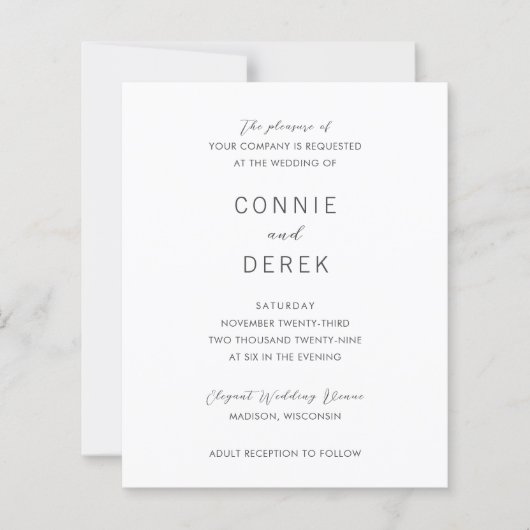 Simple Modern Budget Wedding Invitation (Vorderseite)
