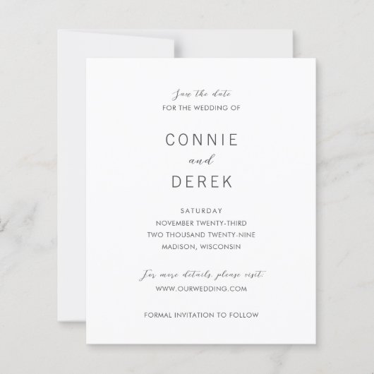 Simple Modern Budget Wedding Save Date (Vorderseite)