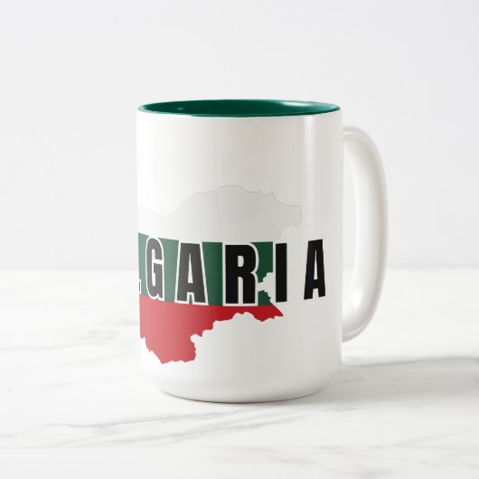 Simple Modern Bulgaria map Letter Flag Souvenir Zweifarbige Tasse (VorderseiteRechts)