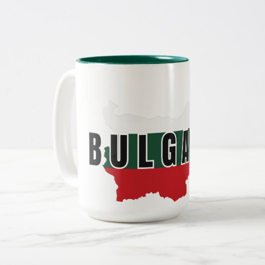 Simple Modern Bulgaria map Letter Flag Souvenir Zweifarbige Tasse (Vorderseite Links)