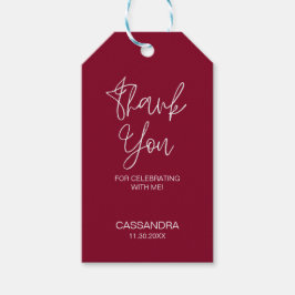 Simple Modern Burgundy Typografy Vielen Dank Geschenkanhänger