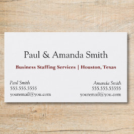 Simple Modern Business Card With 2 Names & Contact Visitenkarte