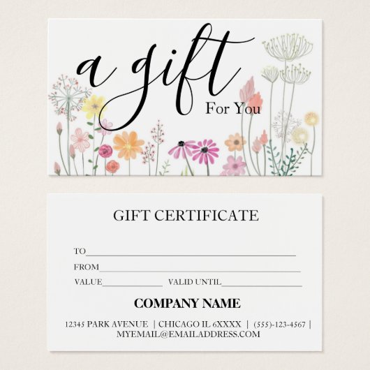 Simple & Modern Business Gift Certificate (Vorne & Hinten)