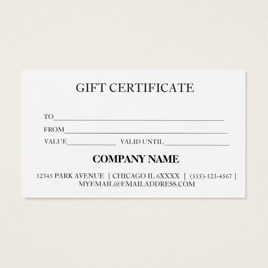 Simple & Modern Business Gift Certificate (Rückseite)