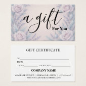 Simple & Modern Business Gift Certificate (Vorne & Hinten)
