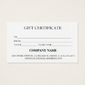 Simple & Modern Business Gift Certificate (Rückseite)