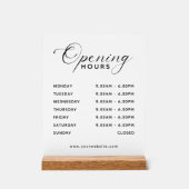Simple Modern Business Opening Hours Display Acrylschild (Vorderseite)