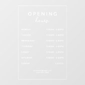 Simple Modern Business Opening Hours Transparent Fensteraufkleber (Blatt)