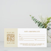 Simple Modern Business QR Code Gift Certificate (Stehend Vorderseite)