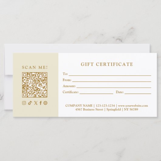 Simple Modern Business QR Code Gift Certificate (Vorderseite)