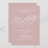 Simple Modern Caligraphy Fifty 50th Birthday Party Einladung (Vorne/Hinten)