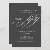 Simple Modern Caligraphy Fifty 50th Birthday Party Einladung (Vorne/Hinten)