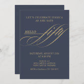 Simple Modern Caligraphy Fifty 50th Birthday Party Einladung (Vorne/Hinten)