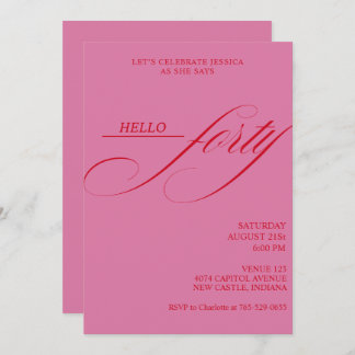 Simple Modern Caligraphy Forty 40th Birthday Party Einladung