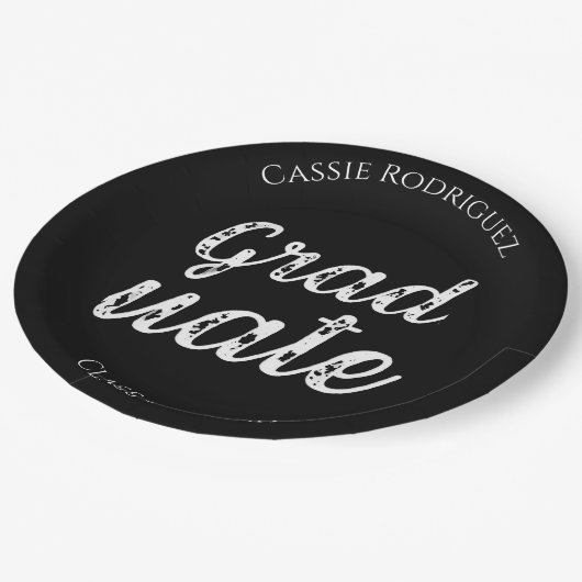 Simple Modern Calligraphy Graduation Black Pappteller (Schrägansicht)