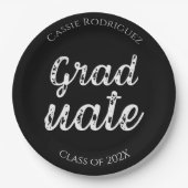 Simple Modern Calligraphy Graduation Black Pappteller (Vorderseite)