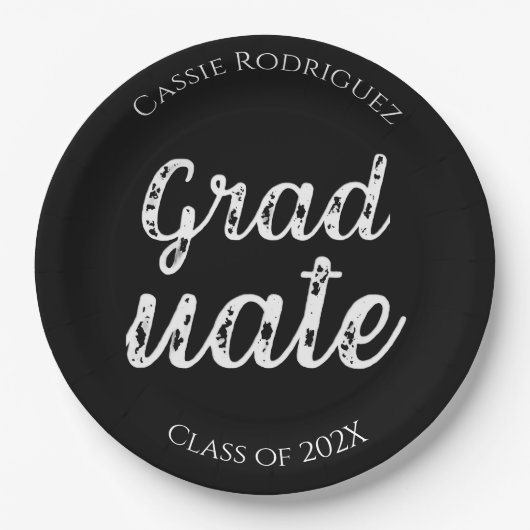 Simple Modern Calligraphy Graduation Black Pappteller (Vorderseite)