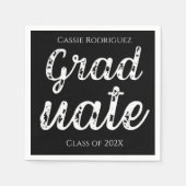 Simple Modern Calligraphy Graduation Black Serviette (Vorderseite)