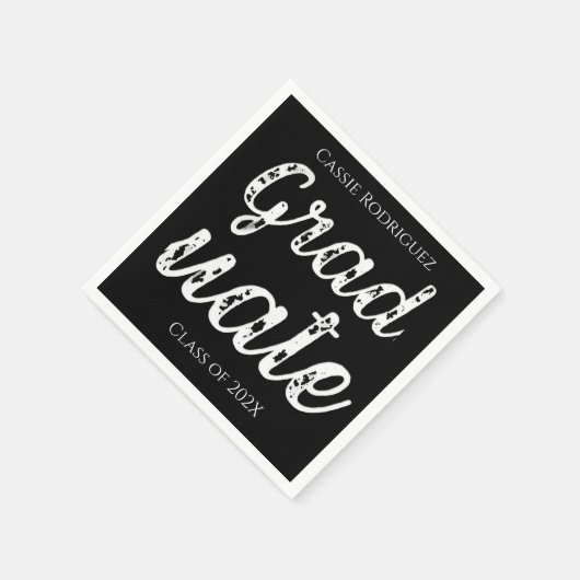 Simple Modern Calligraphy Graduation Black Serviette (Ecke)