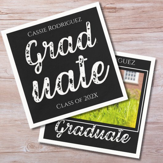 Simple Modern Calligraphy Graduation Black Serviette