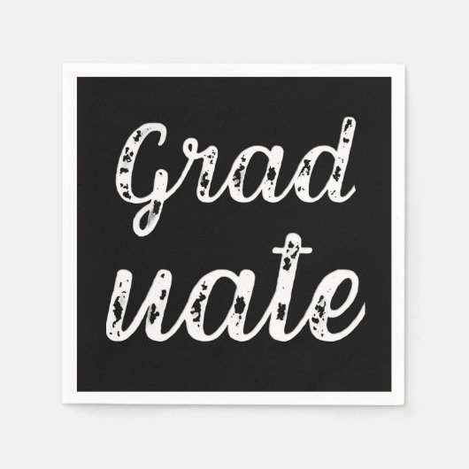 Simple Modern Calligraphy Graduation Black Serviette (Vorderseite)