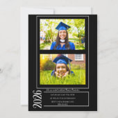 Simple Modern Calligraphy Photo Graduation Black Einladung (Rückseite)