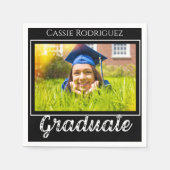 Simple Modern Calligraphy Photo Graduation Black Serviette (Vorderseite)