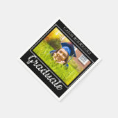 Simple Modern Calligraphy Photo Graduation Black Serviette (Ecke)