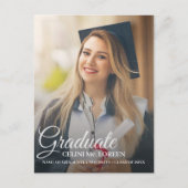 Simple Modern Calligraphy Photo Graduation   Einladungspostkarte (Vorderseite)