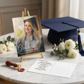 Simple Modern Calligraphy Photo Graduation   Einladungspostkarte